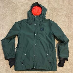 Airblaster Dark Green Snowboard Jacket with Bright Orange Lining large
